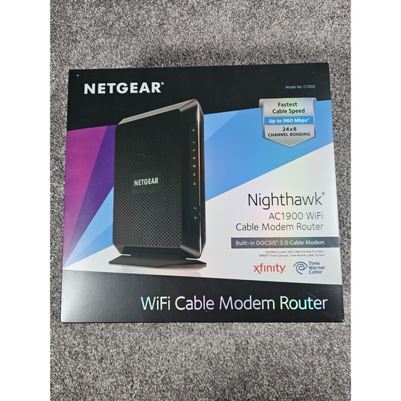 NETGEAR NIGHTHAWK AC1900 WiFi Cable Modem Router Model# C7000 - Tested & Working - Picture 10 of 13